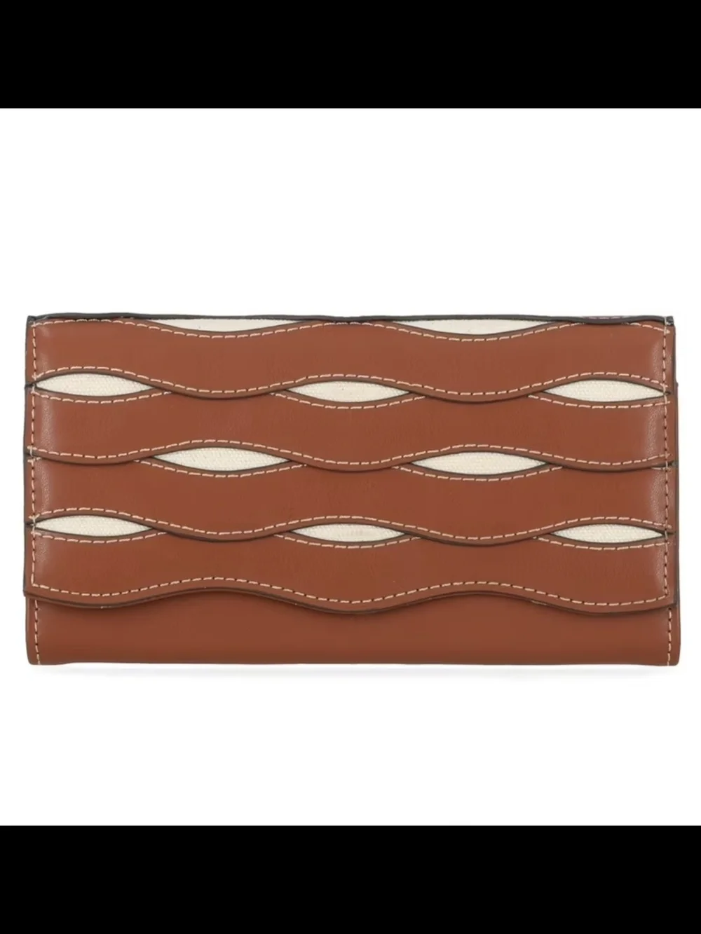 Free Assembly Women's Avery Cut Out Clutch Wallet In Cognac Brown & Cream NWT